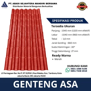 Genteng ASA Sintetis Merah Metal 1.6mm