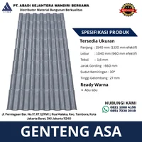 Genteng ASA Sintetis Abu Abu Metal 1.6mm