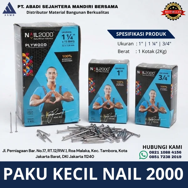 Paku Kecil Kayu Plywood Nail 2000 Kemasan 2kg