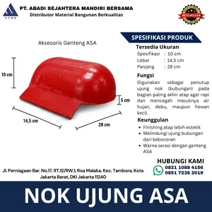 Nok Ujung Genteng Metal ASA Merah 28 x 14.5 cm