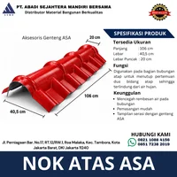 Nok Atas Genteng Metal ASA Merah 106 x 40.5 cm