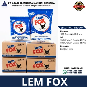 Lem Putih PVAc Fox Kemasan Bungkus Biru 350 Gram dan 600 Gram