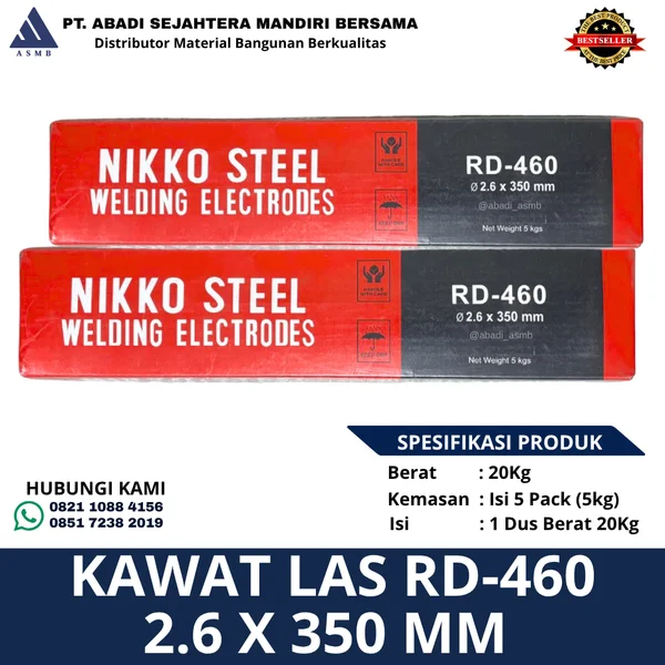Kawat Las Nikko Steel RD-460 2.6 x 350 mm 20 Kg