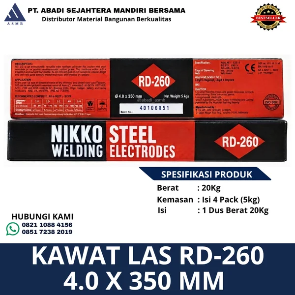 Kawat Las Nikko Steel RD-260 4.0 x 350 mm 5kg