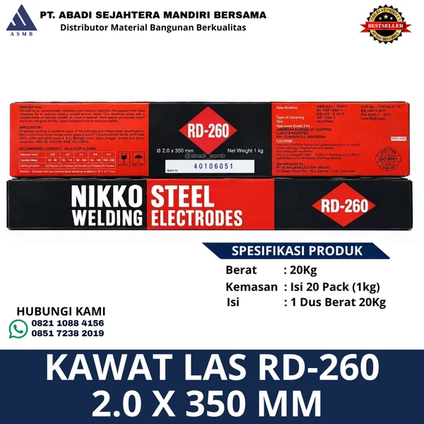 Kawat Las Nikko Steel RD-260 2.0 x 350 mm 1kg