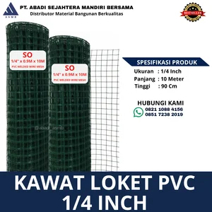 Kawat Loket PVC Hijau 1/4 Inch 0.9x10M ASMB