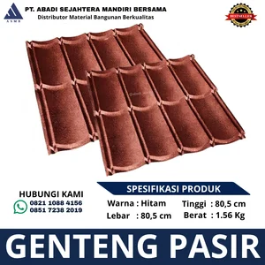 Genteng Metal Pasir  Merah  Maroon Ukuran 80.5 cm x 80.5 cm