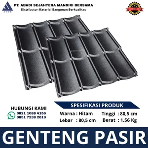 Genteng Metal Pasir Hitam Ukuran 80.5 cm x 80.5 cm