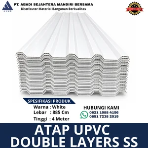 Atap UPVC Double Layers 885 SS Putih 4 Meter