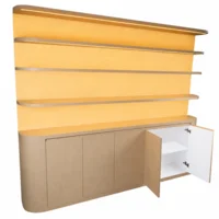 Plywood Wall Display Cabinet with LED Shelving
