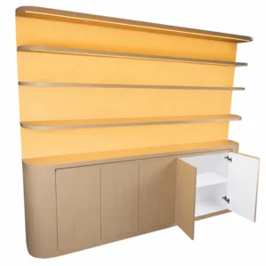 Plywood Wall Display Cabinet with LED Shelving