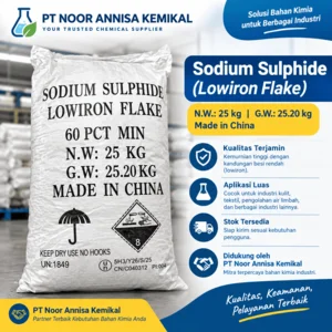 Natrium Sulfida Flake 60% Na₂S – Sodium Sulfide untuk Industri Tekstil & Kulit Kemasan 25 Kg