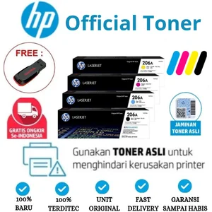 HP Toner LaserJet 206A Original W2110A-W2113A untuk Printer M255 MFP M282 M283 - 1 set