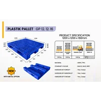 Pallet Plastik Biru 1200 x 1200 x 160 mm Tipe GP 12.12.16
