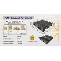 Tipe GP 12.12.16 Pallet Plastik Hitam untuk Forklift 4 Arah
