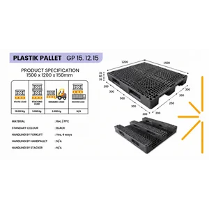Ukuran 1500 x 1200 x 150 mm Pallet Plastik Hitam GP 15.12.15