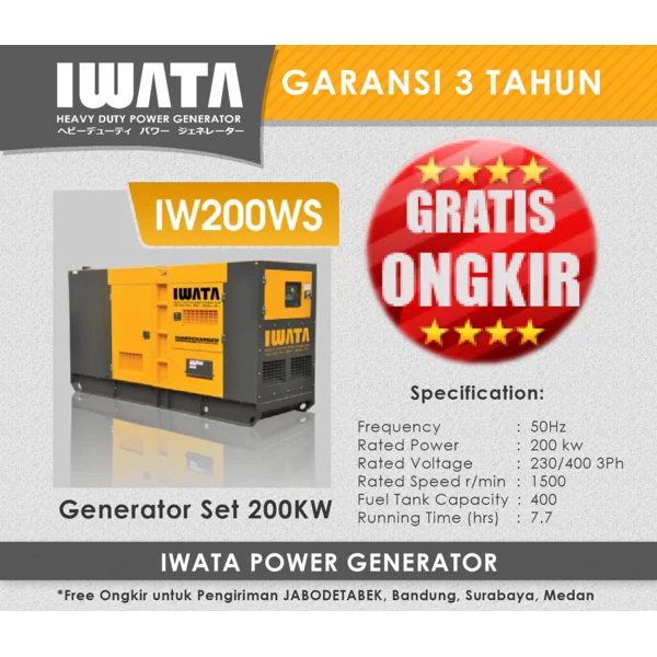 Genset Diesel IWATA 200Kva Silent