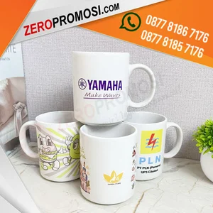 Mug Keramik 11 Oz Custom Logo Full Color untuk Souvenir 