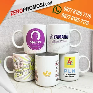 Mug Keramik 11 Oz Custom Logo Full Color untuk Souvenir 