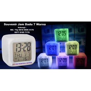 Souvenir Jam Promosi Dadu 7 Warna Plus Alarm Dan Termometer 