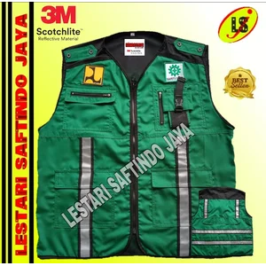 SAFETY VEST HSE HIJAU HITAM BAHAN JAPAN DRILL PREMIUM 3M SCHOTLITE