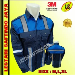 SERAGAM KERJA SAFETY 3M REFLECTOR KOMBINASI BIRU BENHUR/PAKAIAN SAFETY