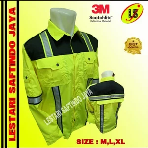 BAJU ATASAN SERAGAM KERJA/PAKAIAN SAFETY SCOTLIGHT 3M KOMBINASI HIJAU STABILO