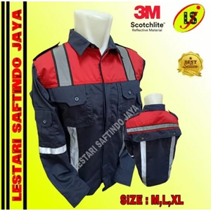 SAFETY UNIFORM COMBINATION RED 3M SCOTLIGHT WORK TOPS/CLOTHES
