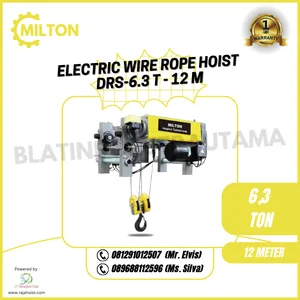 ELECTRIC WIRE ROPE HOIST SINGLE GIRDER MILTON 6.3 T X 12 M