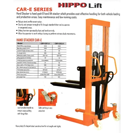 Dari Forklift Manual Hand Stacker Hippo Lift Kapasitas 2 Ton 0