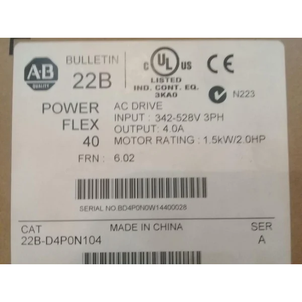Allen Bradley 22B-D4P0N104 Powerflex 40 AC Inverter Drive