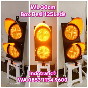 Lampu Traffic Light Warning Light 30cm 2 Aspek Body Besi