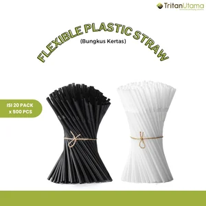 Sedotan Plastik Flexible Steril Bengkok 524 Bungkus Kertas