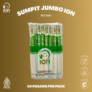 ION Sumpit Bambu Jumbo 6.0 Higienis Steril Food Grade 50 Pasang Per Pack 