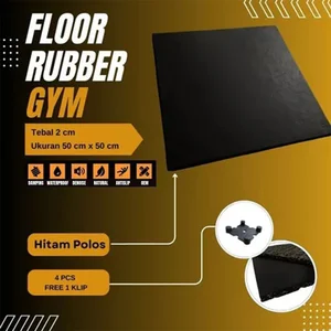 Rubber Floor Gym 50x50 Hitam Polos Tebal 2 cm – Lantai Karet Anti Slip Peredam Benturan
