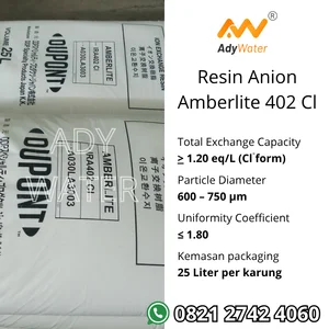 Resin Anion Amberlite IRC 402 Cl - Batu Bara - Demineralisasi, Penukar Ion, Bersertifikat Halal