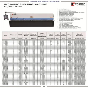 MESIN POTONG PLAT HYDRAULIC SHEARING MACHINE AC/MS7 SERIES COSMEC