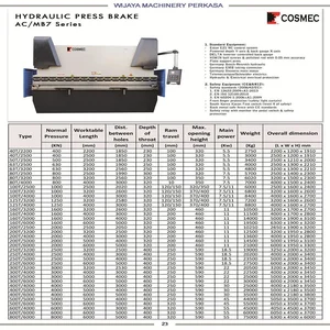 BAR BENDER HYDRAULIC PRESS BRAKE AC/MB7 SERIES COSMEC