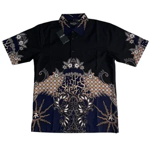 Batik Lengan Pendek Mikel Adam Warna Hitam Biru