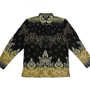 Batik Mikel Adam Lengan Panjang Warna Hitam dan Emas