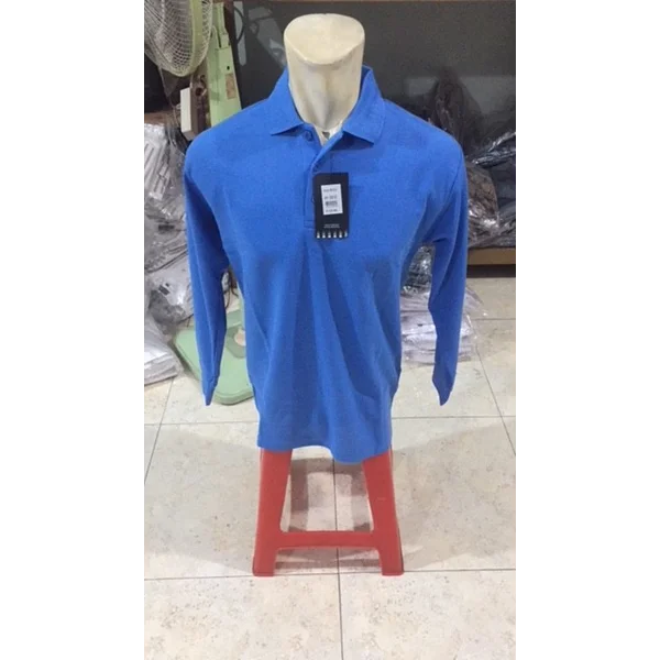 Kaos Polo Lengan Panjang warna Biru