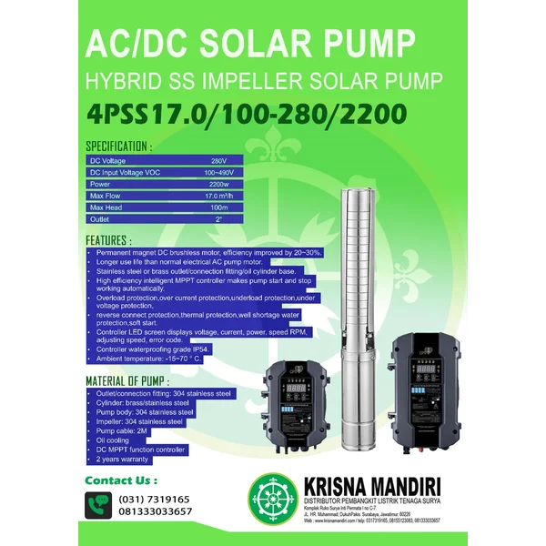 Pompa Air Submersible Hybrid AC/DC Solar Cell