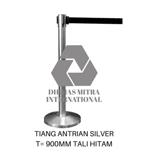 Tiang Antrian Silver T= 900mm Tali Hitam