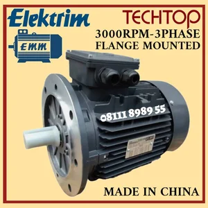 ELEKTRIM TECHTOP IE1 1.5KW 2HP 2POLE 3000RPM 3PHASE FRAME EM-90S ELECTRIC MOTOR EMM FLANGE MOUNTED/B5