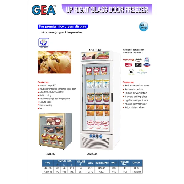 Up Right Class Door Freezer (Alat Alat Mesin)