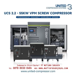Kompresor Angin Sekrup UCS UNITED 5.5 KW 7.5 KW (7.5 HP 10 HP) - VPM Permanent Magnet