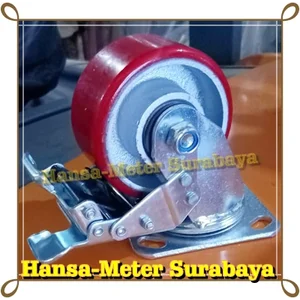 Roda Pu Merah Bearing Heavy duty 4 inch REM 