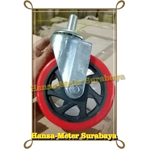 Roda Polyurethane Triple S Top Plat PP  jari 4inc Tusuk