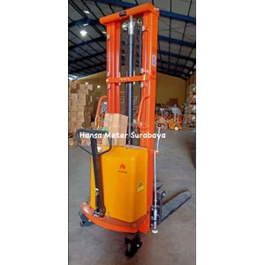 Semi Electric Stacker 1.5 ton tinggi 3.5 meter Robust