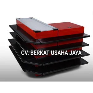 Meja Kasir Shelving Warna Merah 1200 X 800 X 400